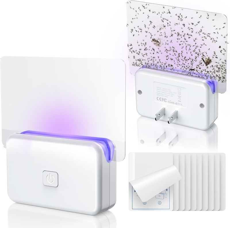LFSYS 2 Pcs Fruit Fly Traps for Indoors (2 Device+10 Refills) Plug in UV Light Fly Trap for Gnats, Fruit Flies, Flying Insects Sleek Design Indoor Safe - Image 1